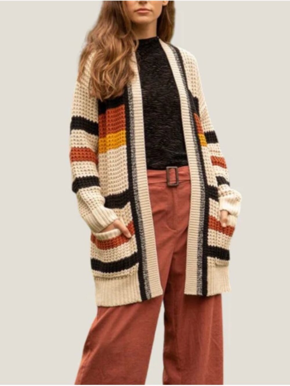EXPRESS‎ Women's EUC Oversized Chunky Knit Striped Cardigan | Size XS